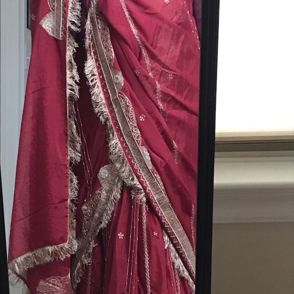 3 Pieces Pure Silk Indian Lengha Set - Picture 4 of 7